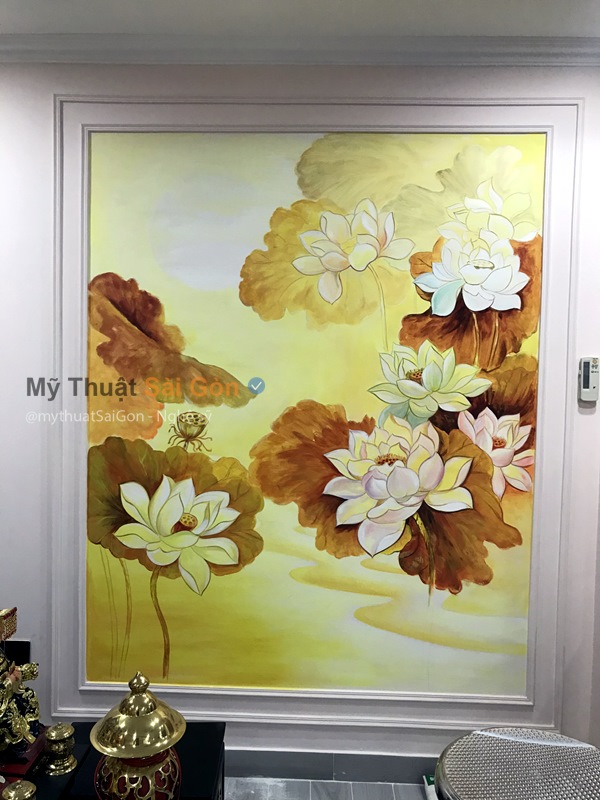 Vẽ trang trí quán cà phê với những bức vẽ hoa lá đầy màu sắc
