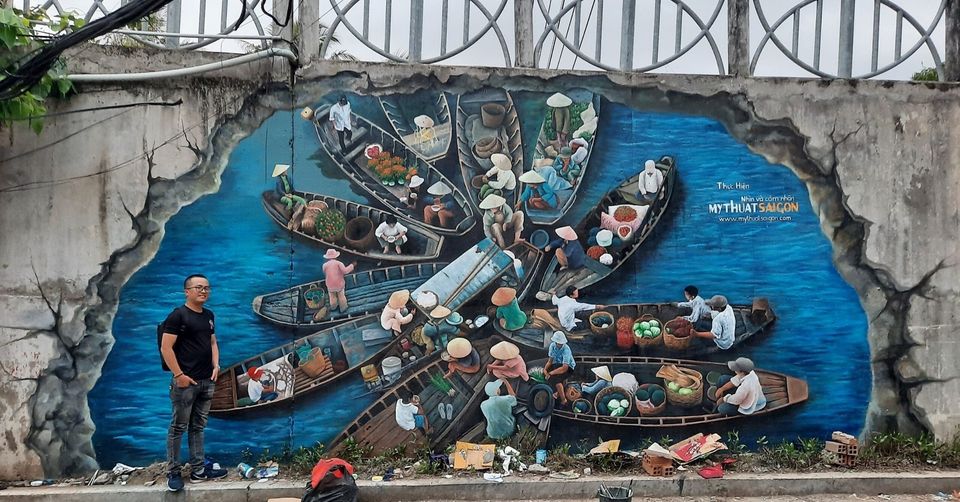 Vẽ bức tranh tường khu phố Nha Trang - VẼ CẦU VƯỢT BIỂN TP NHA TRANG